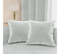 PETTI Artigiani Italiani - 2 Cuscini Divano in Velluto con Imbottitura, Copricuscini Camera da Letto, Cuscini Arredo in Velluto con Cerniera Invisibile, Grigio Chiaro 2 Pezzi - 45x45 cm