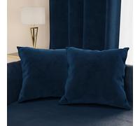 PETTI Artigiani Italiani - 2 Cuscini Divano in Velluto con Imbottitura, Copricuscini Camera da Letto, Cuscini Arredo in Velluto con Cerniera Invisibile, Blu 2 Pezzi - 45x45 cm