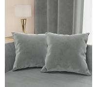 PETTI Artigiani Italiani - 2 Cuscini Divano in Velluto con Imbottitura, Copricuscini Camera da Letto, Cuscini Arredo in Velluto con Cerniera Invisibile, Grigio Scuro 2 Pezzi - 45x45 cm
