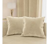 PETTI Artigiani Italiani - 2 Cuscini Divano in Velluto con Imbottitura, Copricuscini Camera da Letto, Cuscini Arredo in Velluto con Cerniera Invisibile, Panna 2 Pezzi - 45x45 cm
