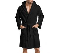 PETTI Artigiani Italiani Accappatoio Microfibra Uomo e Donna con Cappuccio, Tasche e Cintura, Unisex Asciugatura Rapida per Palestra, Piscina, Mare e Spa, Nero, M