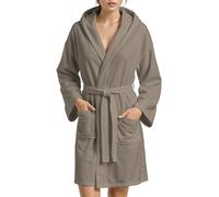 PETTI Artigiani Italiani Accappatoio Microfibra Uomo e Donna con Cappuccio, Tasche e Cintura, Unisex Asciugatura Rapida per Palestra, Piscina, Mare e Spa, Tortora, M