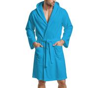 PETTI Artigiani Italiani Accappatoio Microfibra Uomo e Donna con Cappuccio, Tasche e Cintura, Unisex Asciugatura Rapida per Palestra, Piscina, Mare e Spa, Celeste, XXL