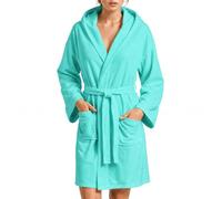 PETTI Artigiani Italiani Accappatoio Microfibra Uomo e Donna con Cappuccio, Tasche e Cintura, Unisex Asciugatura Rapida per Palestra, Piscina, Mare e Spa, Tiffany, M
