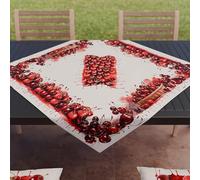 PETTI Artigiani Italiani - Accessori Tessili da Cucina, Centrotavola Moderno 90x90 cm in Microfibra, Tovaglia Centro Tavola Elegante in Stampa Digitale Ciliegie, 100% Made in Italy