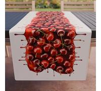 PETTI Artigiani Italiani - Accessori Tessili da Cucina, Runner da Tavolo Elegante 40x140 cm in Microfibra, Tovaglia Tavola in Stampa Digitale Ciliegie, 100% Made in Italy