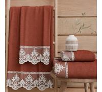 PETTI Artigiani Italiani - Asciugamani Bagno in 100% Spugna di Cotone, Set Asciugamani 1+1, 2 Pezzi 1 Asciugamano Viso e 1 Asciugamano Mani, Terra Cotta