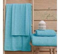 PETTI Artigiani Italiani - Asciugamani Bagno in 100% Spugna di Cotone, Set Asciugamani 1+1, 2 Pezzi 1 Asciugamano Viso e 1 Asciugamano Mani, Asciugamani Turchese