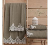 PETTI Artigiani Italiani - Asciugamani Bagno in 100% Spugna di Cotone, Set Asciugamani 1+1, 2 Pezzi 1 Asciugamano Viso e 1 Asciugamano Mani, Fango