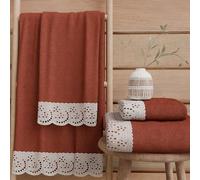 PETTI Artigiani Italiani - Asciugamani Bagno in 100% Spugna di Cotone, Set Asciugamani 1+1, 2 Pezzi 1 Asciugamano Viso e 1 Asciugamano Mani, Terra Cotta