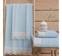 PETTI Artigiani Italiani - Asciugamani Bagno in 100% Spugna di Cotone, Set Asciugamani 1+1, 2 Pezzi 1 Asciugamano Viso e 1 Asciugamano Mani, Celeste
