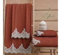PETTI Artigiani Italiani - Asciugamani Bagno in 100% Spugna di Cotone, Set Asciugamani 1+1, 2 Pezzi 1 Asciugamano Viso e 1 Asciugamano Mani, Terra Cotta