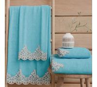 PETTI Artigiani Italiani - Asciugamani Bagno in 100% Spugna di Cotone, Set Asciugamani 1+1, 2 Pezzi 1 Asciugamano Viso e 1 Asciugamano Mani, Turchese