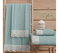 PETTI Artigiani Italiani - Asciugamani Bagno in 100% Spugna di Cotone, Set Asciugamani 1+1, 2 Pezzi 1 Asciugamano Viso e 1 Asciugamano Mani, Acquamarina