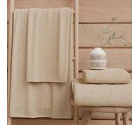 PETTI Artigiani Italiani - Asciugamani Bagno in 100% Spugna di Cotone, Set Asciugamani 2+2, 4 Pezzi 2 Asciugamani Viso e 2 Asciugamani Mani, Asciugamani Beige