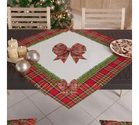 PETTI Artigiani Italiani - Centrotavola Natalizio, Centrotavola da Tavolo Cucina Natalizio, Runner Centrotavola 90x90 cm, Centrotavola Fiocco Tartan, 100% Made in Italy