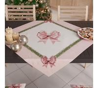 PETTI Artigiani Italiani - Centrotavola Natalizio, Centrotavola da Tavolo Cucina Natalizio, Runner Centrotavola 90x90 cm, Centrotavola Fiocco Rosa Piume, 100% Made in Italy