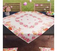 PETTI Artigiani Italiani - Accessori Tessili da Cucina, Centrotavola Pasqua Moderno 90x90 cm in Microfibra, Tovaglia Centro Tavola Elegante in Stampa Digitale Pink Bunny, 100% Made in Italy