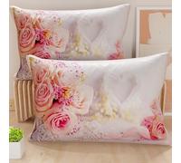 PETTI Artigiani Italiani - Coppia di Federe Cuscino 145x40 cm in Microfibra, Cuscini Arredo Camera da Letto, Divano, Salotto, Set 2 Fodere Copricuscino, Federa Shabby Rosa, 100% Made in Italy