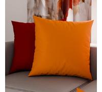 PETTI Artigiani Italiani - Coppia di Federe Cuscino 30x30 cm in Microfibra, Cuscini Arredo Camera da Letto, Divano, Set 2 Fodere Copricuscino, Federa Double Face Arancione Rosso