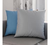 PETTI Artigiani Italiani - Coppia di Federe Cuscino 30x30 cm in Microfibra, Cuscini Arredo Camera da Letto, Divano, Set 2 Fodere Copricuscino, Federa Double Face Celeste Grigio Chiaro