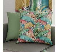 PETTI Artigiani Italiani - Coppia di Federe Cuscino 35x35 cm in Microfibra, Cuscini Arredo Camera da Letto, Divano, Salotto, Set 2 Fodere Copricuscino, Federa Tropical Multicolor, 100% Made in Italy