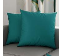 PETTI Artigiani Italiani - Coppia di Federe Cuscino 35x35 cm in Microfibra, Cuscini Arredo Camera da Letto, Divano, Set 2 Fodere Copricuscino, Federa Tinta Unita Tiffany