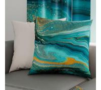 PETTI Artigiani Italiani - Coppia di Federe Cuscino 35x35 cm in Microfibra, Cuscini Arredo Camera da Letto, Divano, Salotto, Set 2 Fodere Copricuscino, Federa Marble Blu, 100% Made in Italy