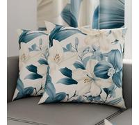 PETTI Artigiani Italiani - Coppia di Federe Cuscino 35x35 cm in Microfibra, Cuscini Arredo Camera da Letto, Divano, Salotto, Set 2 Fodere Copricuscino, Federa Floreale 30, 100% Made in Italy