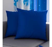 PETTI Artigiani Italiani - Coppia di Federe Cuscino 35x35 cm in Microfibra, Cuscini Arredo Camera da Letto, Divano, Set 2 Fodere Copricuscino, Federa Tinta Unita Blu, 100% Made in Italy