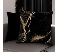 PETTI Artigiani Italiani - Coppia di Federe Cuscino 35x35 cm in Microfibra, Cuscini Arredo Camera da Letto, Divano, Salotto, Set 2 Fodere Copricuscino, Federa Marble Nero, 100% Made in Italy