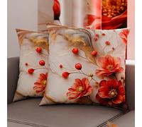 PETTI Artigiani Italiani - Coppia di Federe Cuscino 35x35 cm in Microfibra, Cuscini Arredo Camera da Letto, Divano, Salotto, Set 2 Fodere Copricuscino, Federa Floreale 06 2, 100% Made in Italy