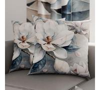 PETTI Artigiani Italiani - Coppia di Federe Cuscino 35x35 cm in Microfibra, Cuscini Arredo Camera da Letto, Divano, Salotto, Set 2 Fodere Copricuscino, Federa Floreale 14, 100% Made in Italy