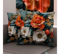 PETTI Artigiani Italiani - Coppia di Federe Cuscino 35x35 cm in Microfibra, Cuscini Arredo Camera da Letto, Divano, Salotto, Set 2 Fodere Copricuscino, Federa Floreale 05 18, 100% Made in Italy
