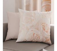 PETTI Artigiani Italiani - Coppia di Federe Cuscino 35x35 cm in Microfibra, Cuscini Arredo Camera da Letto, Divano, Salotto, Set 2 Fodere Copricuscino, Federa Floreale Bianco, 100% Made in Italy