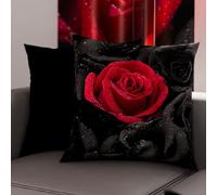 PETTI Artigiani Italiani - Coppia di Federe Cuscino 35x35 cm in Microfibra, Cuscini Arredo Camera da Letto, Divano, Salotto, Set 2 Fodere Copricuscino, Federa Black Roses, 100% Made in Italy