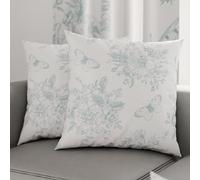 PETTI Artigiani Italiani - Coppia di Federe Cuscino 35x35 cm in Microfibra, Cuscini Arredo Camera da Letto, Divano, Salotto, Set 2 Fodere Copricuscino, Federa Botanic 03 Celeste, 100% Made in Italy