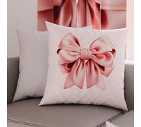 PETTI Artigiani Italiani - Coppia di Federe Cuscino 35x35 cm in Microfibra, Cuscini Arredo Camera da Letto, Divano, Salotto, Set 2 Fodere Copricuscino, Federa Fiocco Rosa, 100% Made in Italy