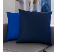 PETTI Artigiani Italiani - Coppia di Federe Cuscino 35x35 cm in Microfibra, Cuscini Arredo Camera da Letto, Divano, Set 2 Fodere Copricuscino, Federa Double Face Blu Elettrico Notte