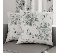 PETTI Artigiani Italiani - Coppia di Federe Cuscino 35x35 cm in Microfibra, Cuscini Arredo Camera da Letto, Divano, Salotto, Set 2 Fodere Copricuscino, Federa Botanic 03 Verde, 100% Made in Italy