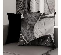 PETTI Artigiani Italiani - Coppia di Federe Cuscino 35x35 cm in Microfibra, Cuscini Arredo Camera da Letto, Divano, Salotto, Set 2 Fodere Copricuscino, Federa Tropical Nero A, 100% Made in Italy