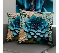 PETTI Artigiani Italiani - Coppia di Federe Cuscino 35x35 cm in Microfibra, Cuscini Arredo Camera da Letto, Divano, Salotto, Set 2 Fodere Copricuscino, Federa Floreale 05 15, 100% Made in Italy