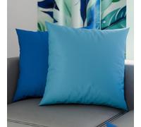 PETTI Artigiani Italiani - Coppia di Federe Cuscino 35x35 cm in Microfibra, Cuscini Arredo Camera da Letto, Divano, Set 2 Fodere Copricuscino, Federa Double Face Blu e Celeste