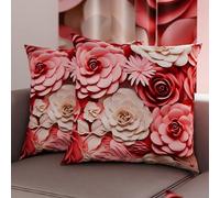 PETTI Artigiani Italiani - Coppia di Federe Cuscino 35x35 cm in Microfibra, Cuscini Arredo Camera da Letto, Divano, Salotto, Set 2 Fodere Copricuscino, Federa Floreale 05 3, 100% Made in Italy