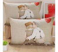 PETTI Artigiani Italiani - Coppia di Federe Cuscino 40x145 cm in Microfibra, Cuscini Arredo Camera da Letto, Divano, Salotto, Set 2 Fodere Copricuscino, Federa Bacio, 100% Made in Italy