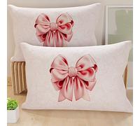 PETTI Artigiani Italiani - Coppia di Federe Cuscino 40x145 cm in Microfibra, Cuscini Arredo Camera da Letto, Divano, Salotto, Set 2 Fodere Copricuscino, Federa Fiocco Rosa, 100% Made in Italy