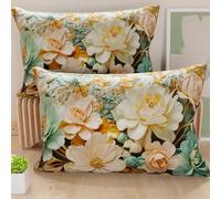 PETTI Artigiani Italiani - Coppia di Federe Cuscino 40x145 cm in Microfibra, Cuscini Arredo Camera da Letto, Divano, Salotto, Set 2 Fodere Copricuscino, Federa Floreale 05 9, 100% Made in Italy