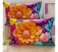 PETTI Artigiani Italiani - Coppia di Federe Cuscino 40x145 cm in Microfibra, Cuscini Arredo Camera da Letto, Divano, Salotto, Set 2 Fodere Copricuscino, Federa Floreale 05 12, 100% Made in Italy