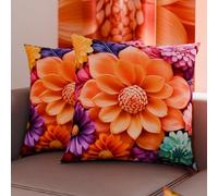 PETTI Artigiani Italiani - Coppia di Federe Cuscino 40x40 cm in Microfibra, Cuscini Arredo Camera da Letto, Divano, Salotto, Set 2 Fodere Copricuscino, Federa Floreale 05 12, 100% Made in Italy