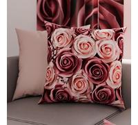 PETTI Artigiani Italiani - Coppia di Federe Cuscino 40x40 cm in Microfibra, Cuscini Arredo Camera da Letto, Divano, Salotto, Set 2 Fodere Copricuscino, Federa Floreale Cipria, 100% Made in Italy